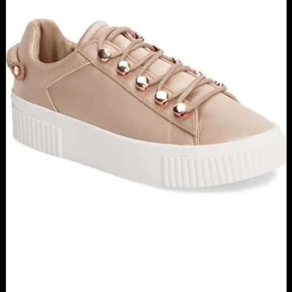 Kendall + Kylie Rae 3 Rose Gold Satin Platform Sneaker 7.5 - Picture 3 of 17